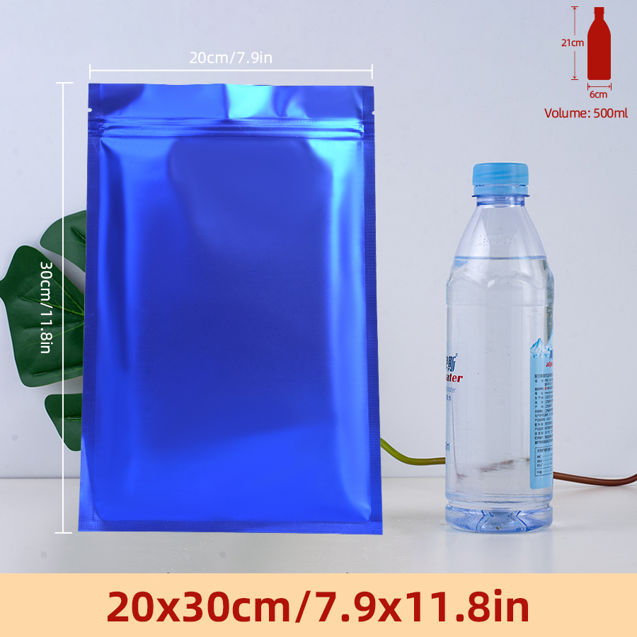Food Snack - 100pcs Matte Blue Foil Zipper Pouches,