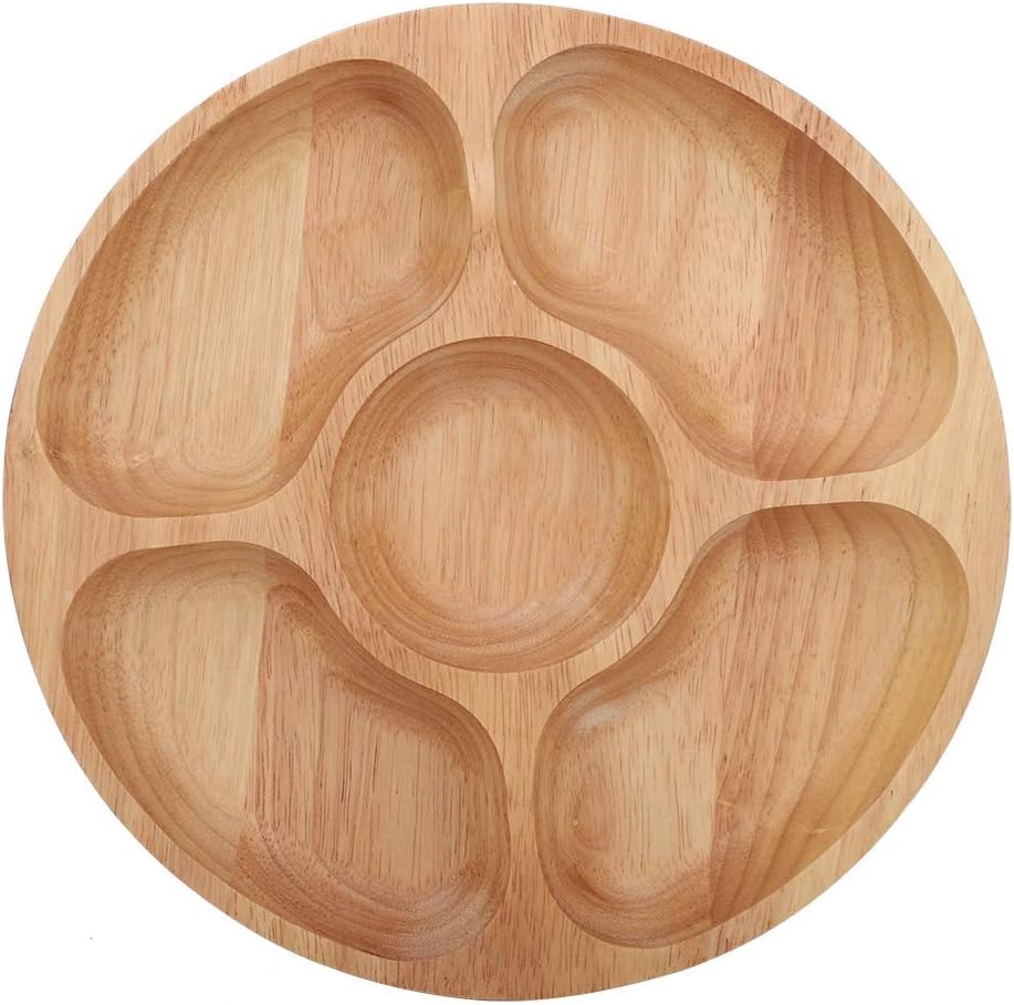 5 Sectional Tray, Wooden Divid - Food Platter Snacks review and price