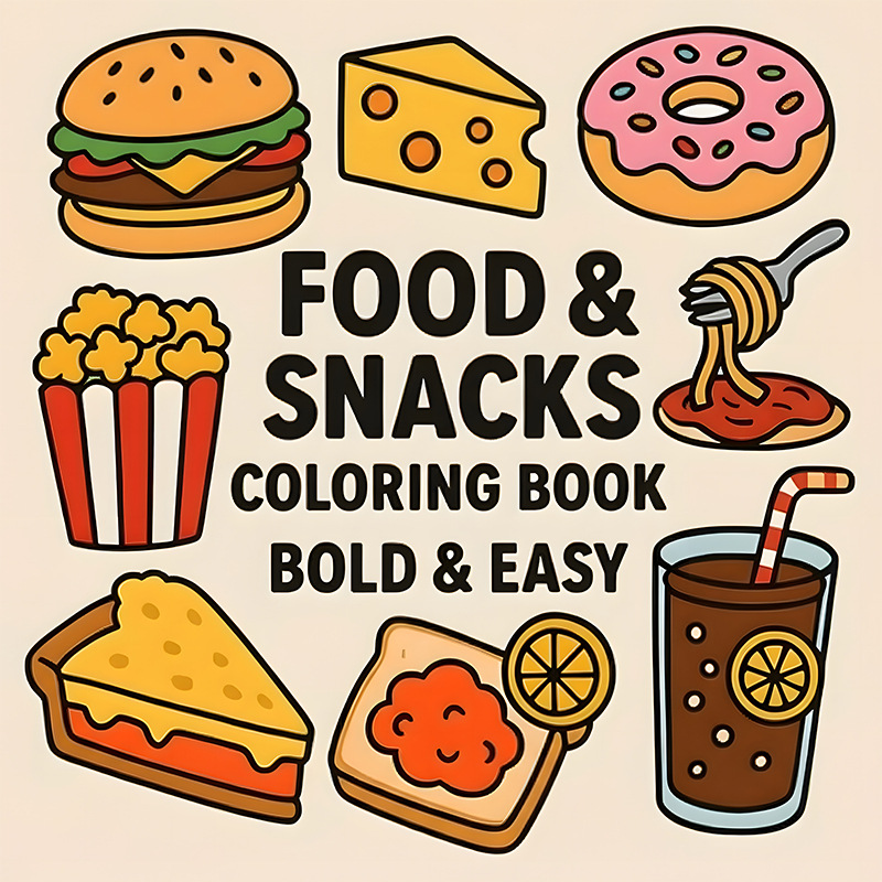 Thick Food & Snack Themed Colo - Food And Snacks Coloring Book review and price
