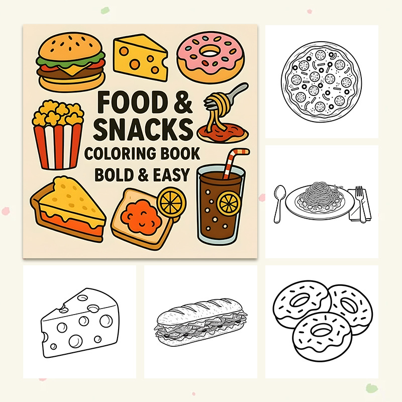 Thick Food & Snack Themed Colo - Food And Snacks Coloring Book review and price