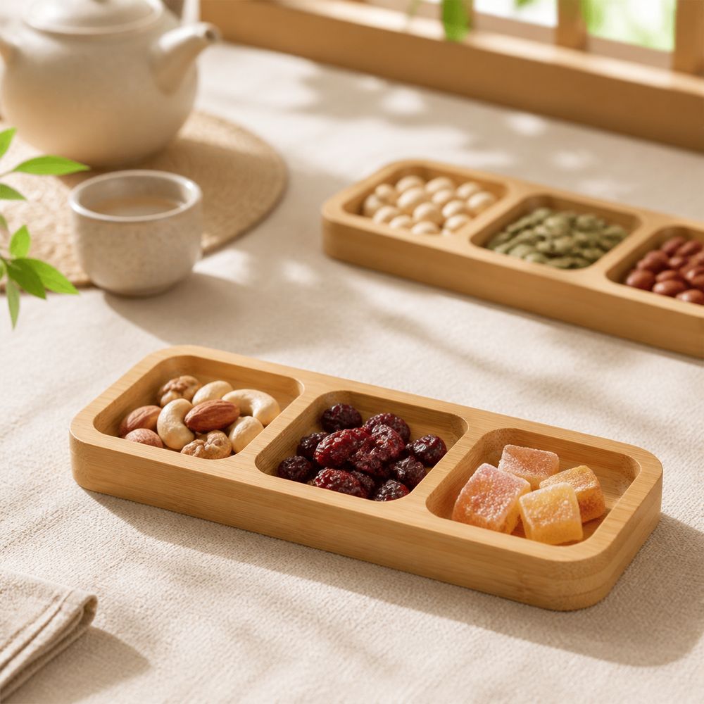Natural Bamboo Divided Snack S - Food Platter Snacks review and price