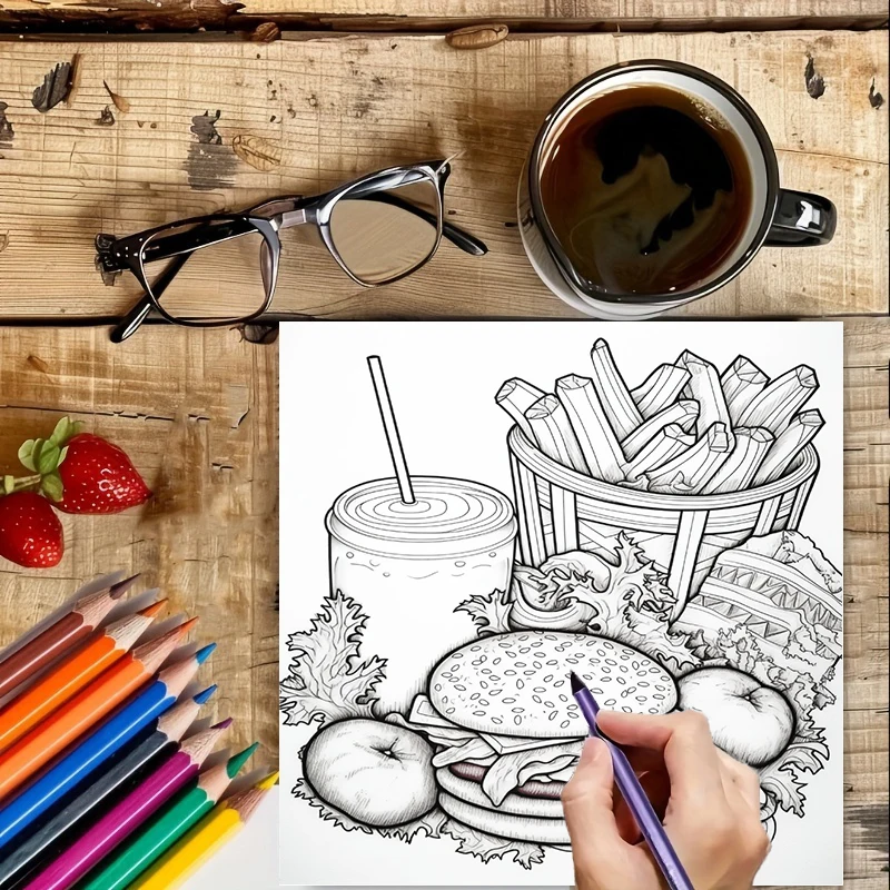 Fast Food Coloring Book for Ad - Food And Snacks Coloring Book review and price