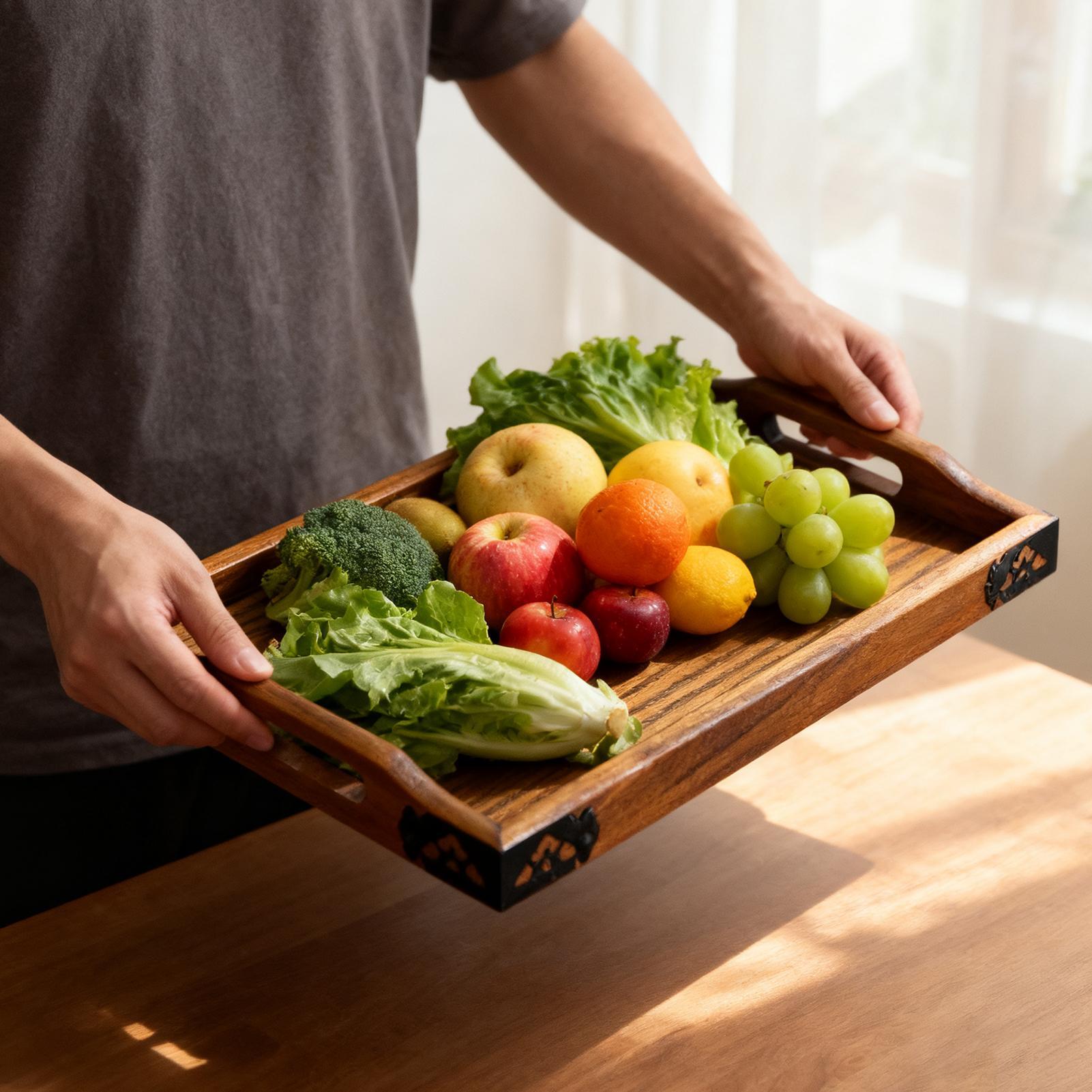 Wooden Serving Tray with Handl - Food Platter Snacks review and price